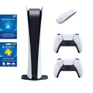 PlayStation 5 无光驱版 双手柄套装+遥控器+礼卡 补货