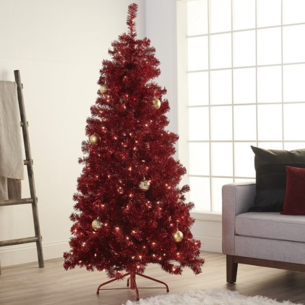 6 ft. Pre-Lit Red Christmas Tree