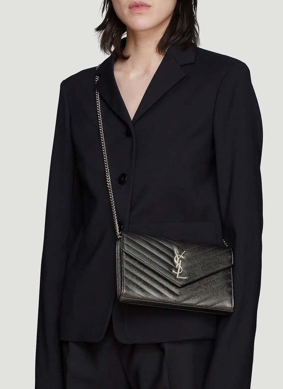Women’s YSL Monogrammed Wallet Bag in Black