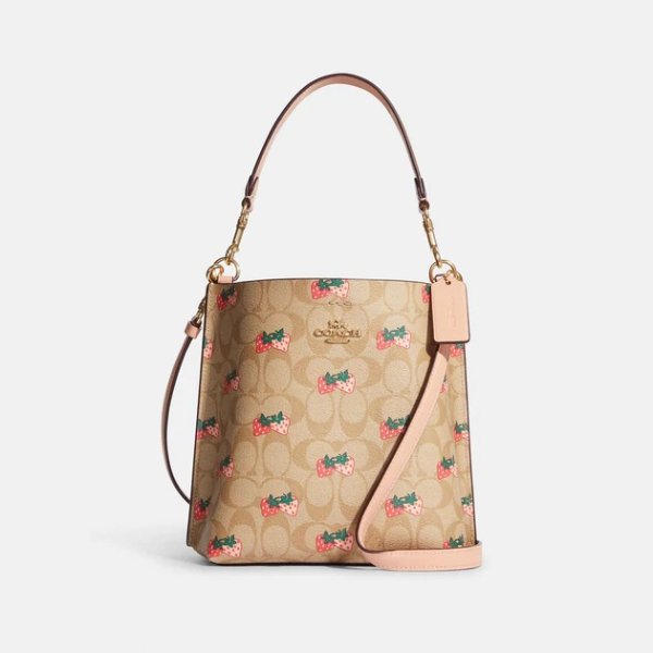 Mollie Bucket Bag 22 In Signature Canvas With Strawberry Print
