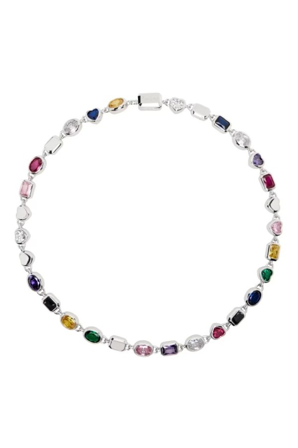 Silver #5824 Multi Color Stone Necklace