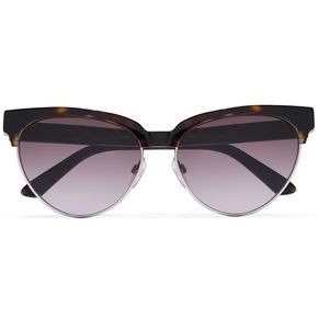 D-frame silver-tone and acetate sunglasses
