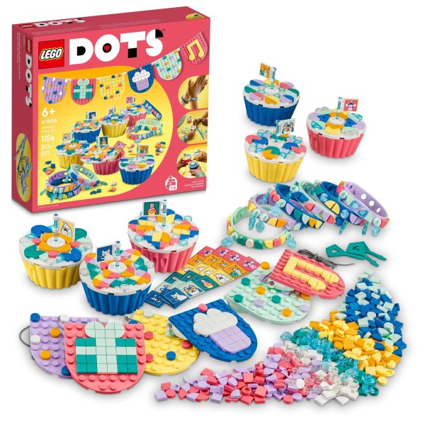DOTS Ultimate Party Kit 41806, Arts & Crafts Birthday Party Games or DIY Party Bag Fillers with Toy Cupcakes, Best Friend Bracelets, and Bunting, Creative Gifts for Kids
