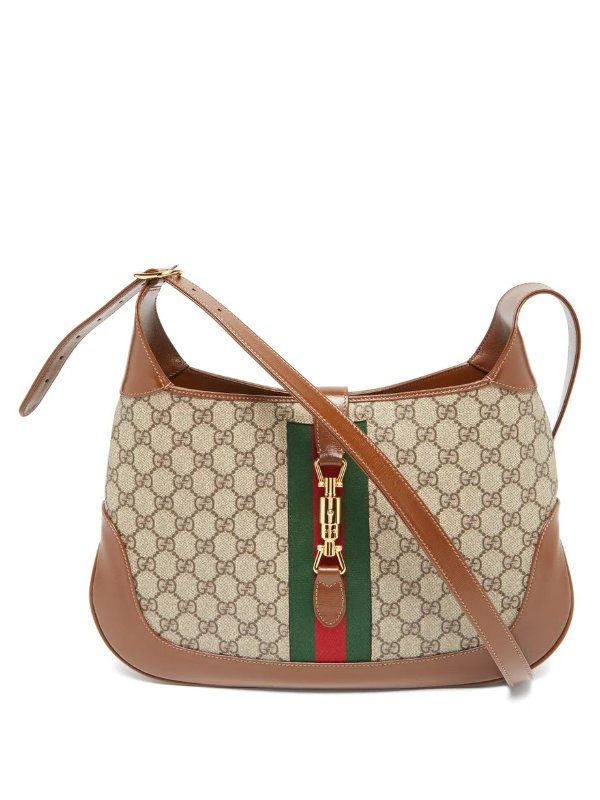GG- logo coated-canvas and leather shoulder bag | Gucci
