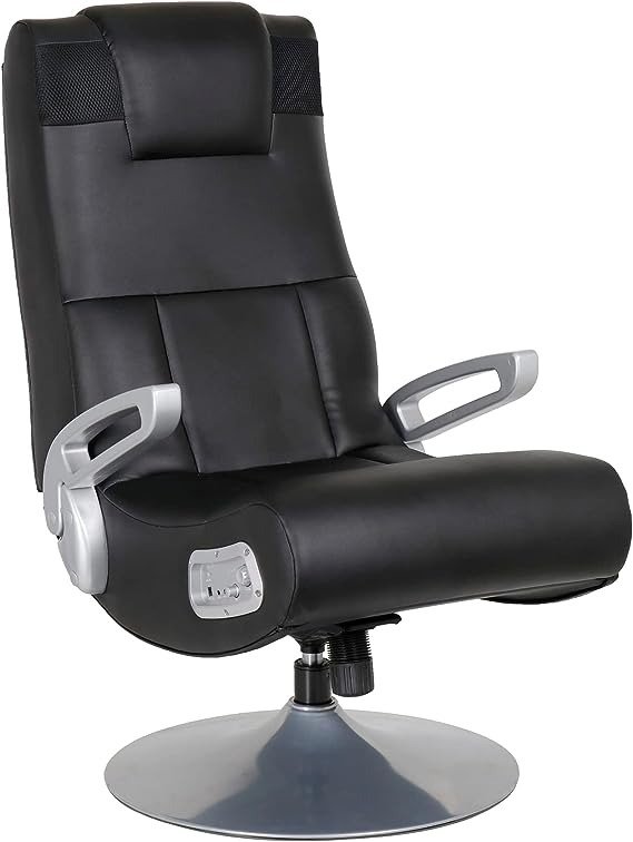 X Rocker SE Pro Bluetooth Pedestal Chair - Video Gaming Lounging Chair with Immersive Audio with 2 Speakers & Subwoofer - Ergonomic Design - Tilt & Swivel Chair Base - Black/Silver