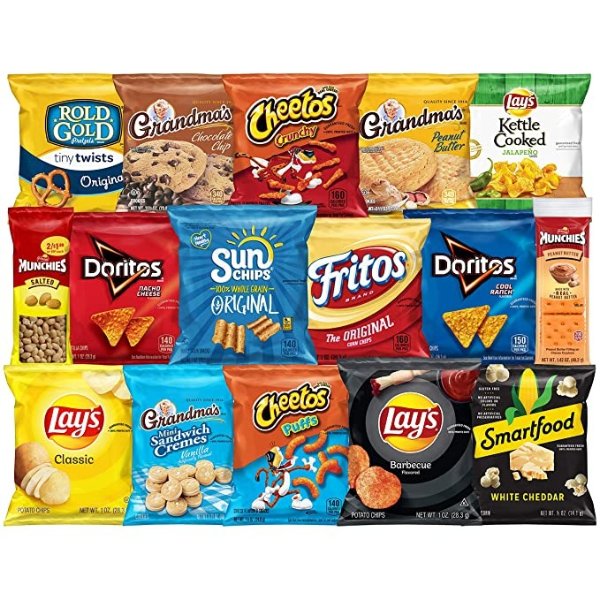 Frito-Lay Ultimate Classic Snacks Package, Variety Assortment of Chips, Cookies, Crackers, & Nuts (40 Pack)