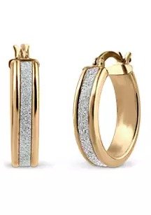Helen Andrews Gold Over Sterling Silver Glitter Hoop Earrings