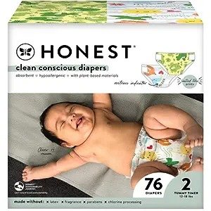 Clean Conscious Diapers | Plant -Based, Sustainable | Spring '23 Limited Edition Prints | Club Box, Size 2 (12-18 lbs), 76 Count