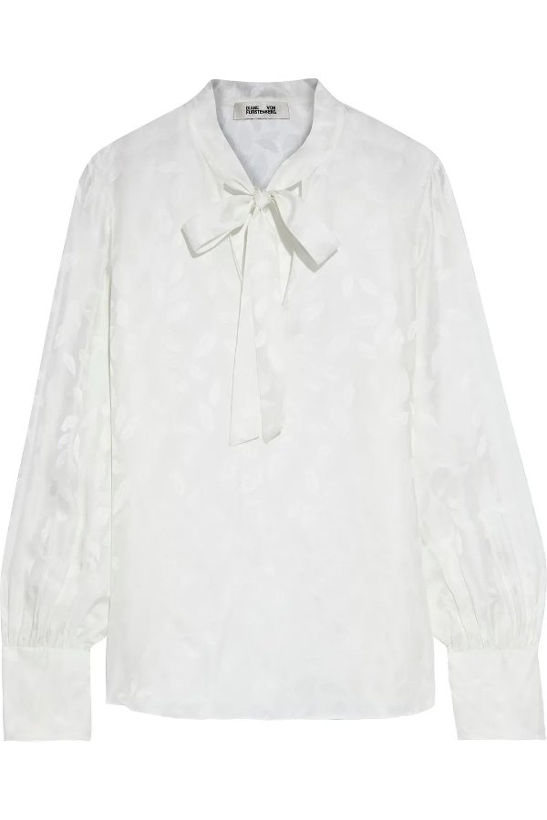 Esperanza pussy-bow silk-blend jacquard blouse
