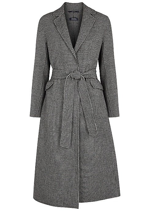 Scout houndstooth-jacquard wool coat