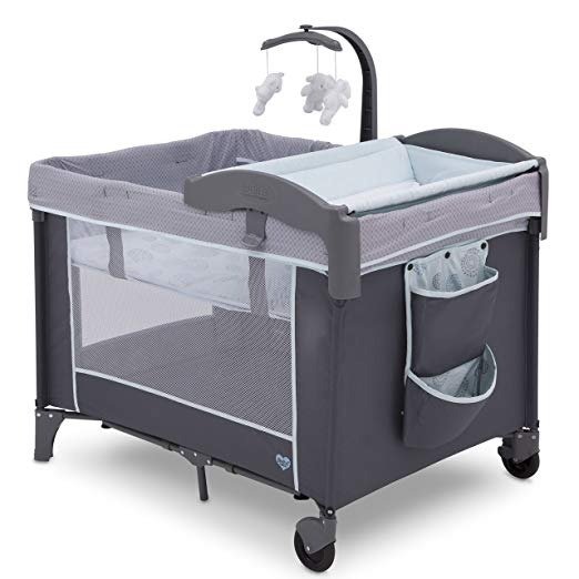 LX Deluxe Portable Baby Play Yard With Removable Bassinet and Changing Table, Eclipse