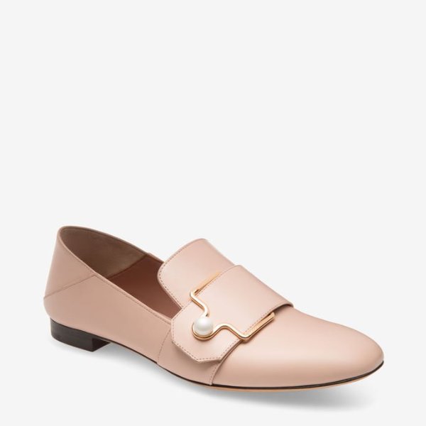 MAELLE粉色珍珠乐福鞋