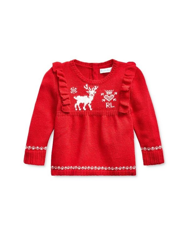 Girls' Ruffled Reindeer Sweater - Baby