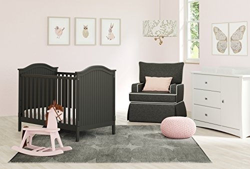 Monterey 3-in-1 Convertible Crib, Gray Easily Converts to Toddler Bed & Day Bed, 3-Position Adjustable Height Mattress