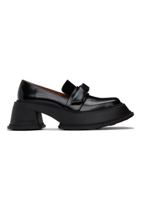 Black Platform Bow Loafers