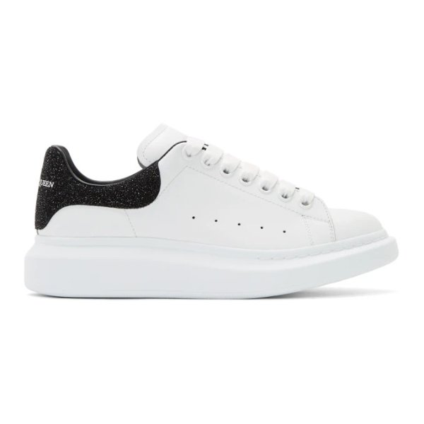 Alexander McQueen - White & Black Glittered Oversized Sneakers