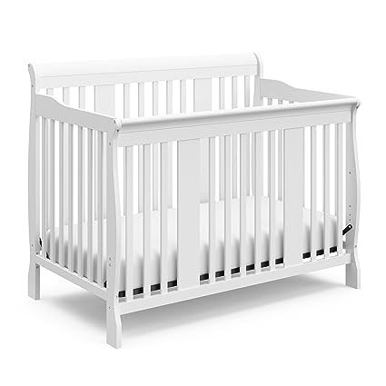 Tuscany 4-in-1 Convertible Crib, White, Easily Converts to Toddler Bed, Day Bed or Full Bed, 3 Position Adjustable Height Mattress (Mattress Not Included) ,White, Crib