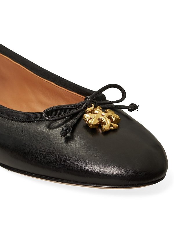 Tory Charm Leather Ballet Flats
