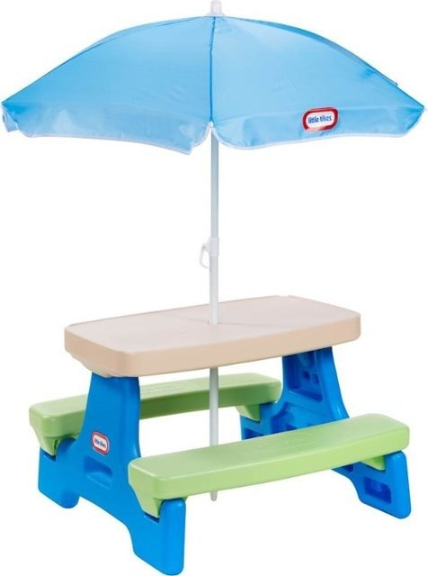 Little Tikes - Easy Store Jr. Play Table with Umbrella - Blue/Green