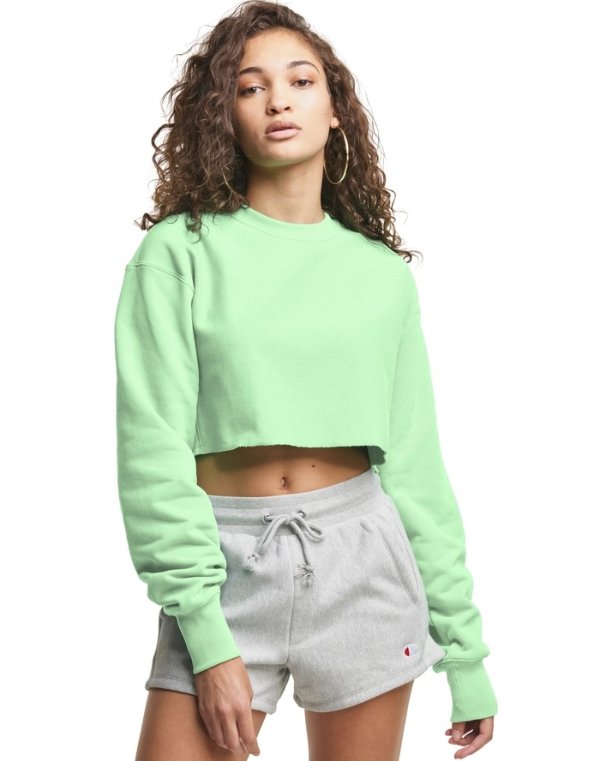 Reverse Weave Cropped Cut-Off Crew