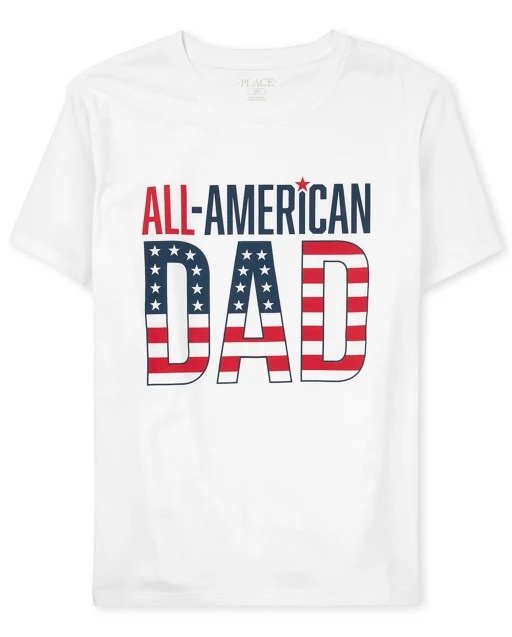 Mens Short Sleeve 'All-American Dad Matching Family Graphic Tee | The Children's Place - WHITE