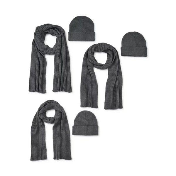Time and Tru Matching Family Hat and Scarf, 6-Piece Set