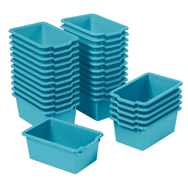 Scoop Front Storage Bin, Multipurpose Organization, Turquoise, 30-Piece