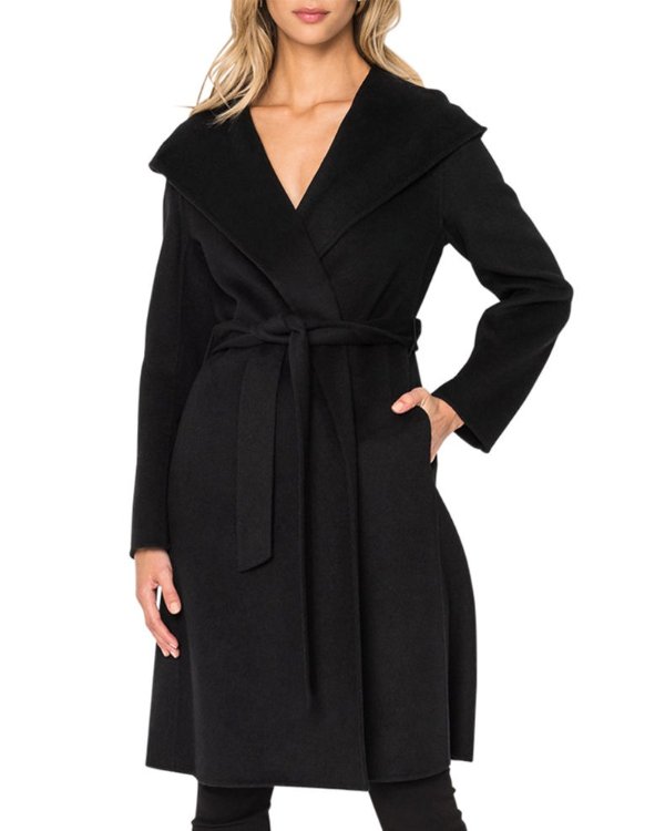 Willow Hooded Wool Coat with Belt