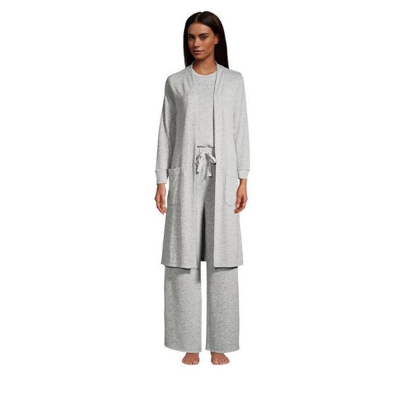 Women's Cozy 3 Piece Pajama Set Robe Tank and Pants