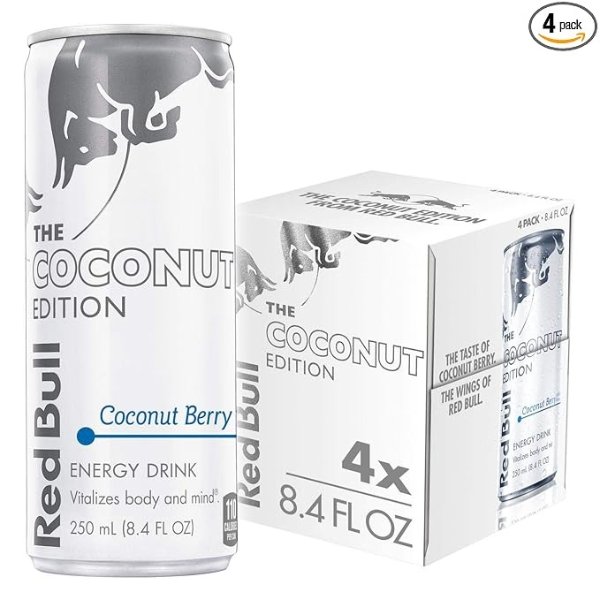 Red Bull Energy Drink, The Coconut Edition, 8.4 Fl oz, 4 Pack, 33.6 Fl oz