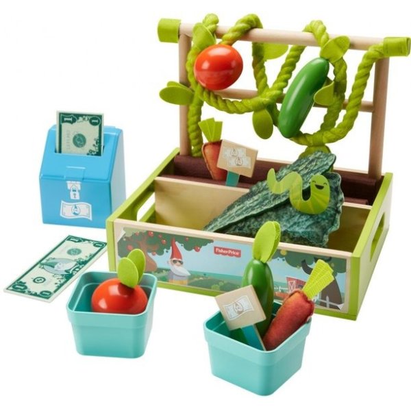 Farm-to-Market Stand, 21-Piece Pretend Food Play Set for Preschoolers