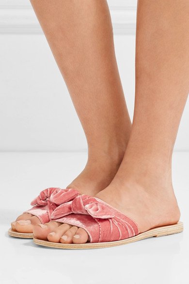 Ancient Greek Sandals | Taygete 蝴蝶结缀饰天鹅绒凉鞋