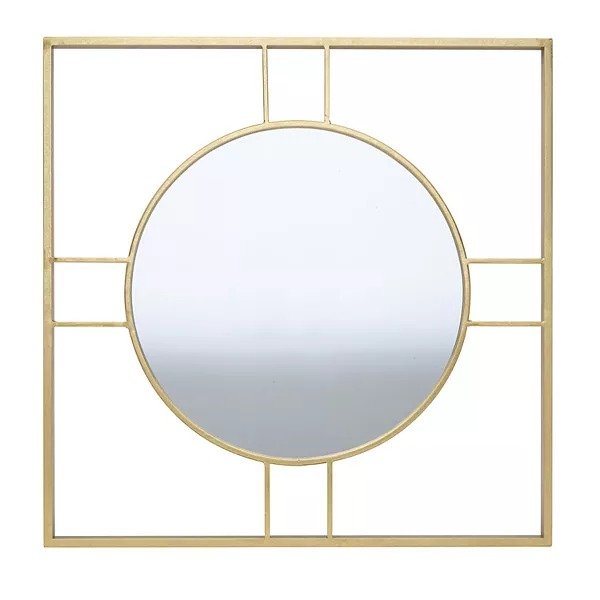 Gold Finish Square Wall Mirror