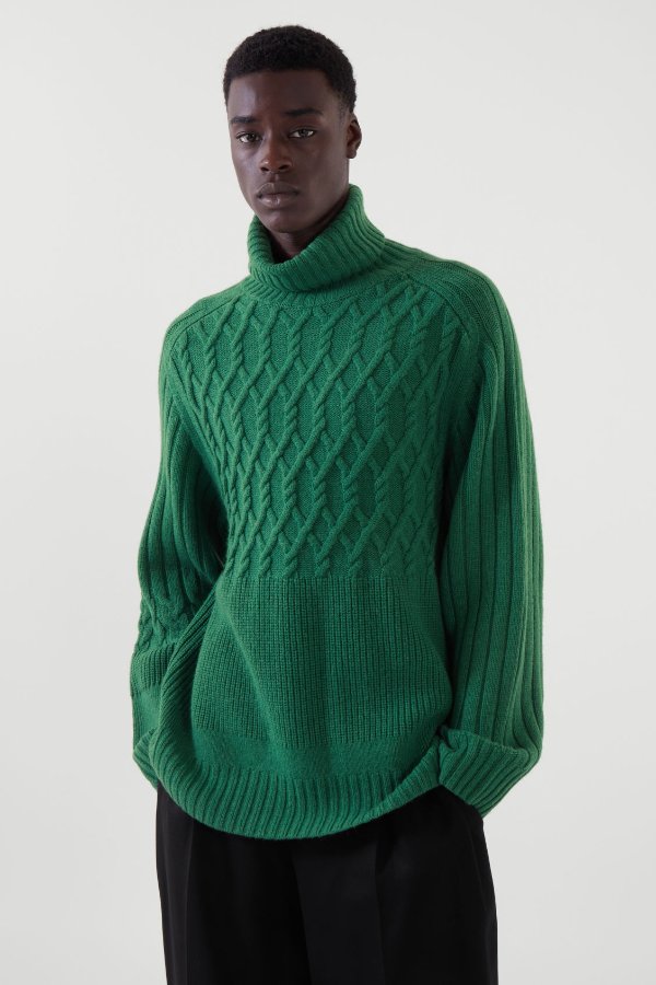 TURTLENECK CABLE-KNIT SWEATER