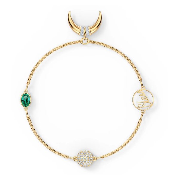 Remix Collection Horn Strand, Green, Gold-tone plated by