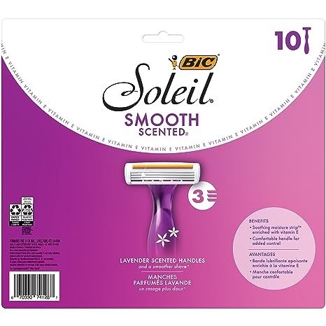 Soleil Smooth Scented Women's Disposable Razor, Triple Blade, Count of 10 Razors, For a Smooth Shave