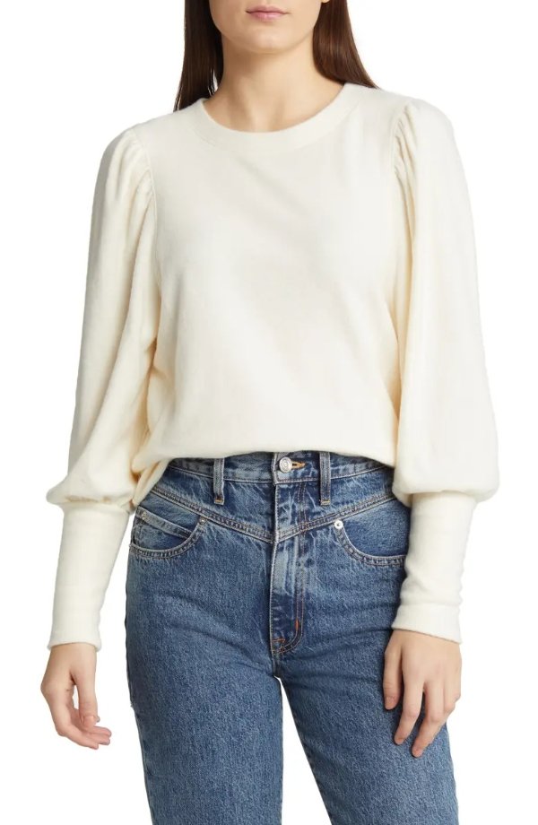 Puff Sleeve Brushed Jersey Top