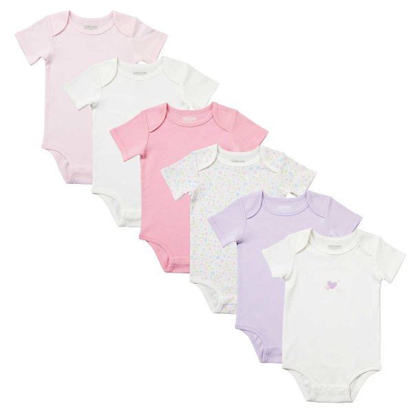 Infant 6-pack Cotton Bodysuit, Pink