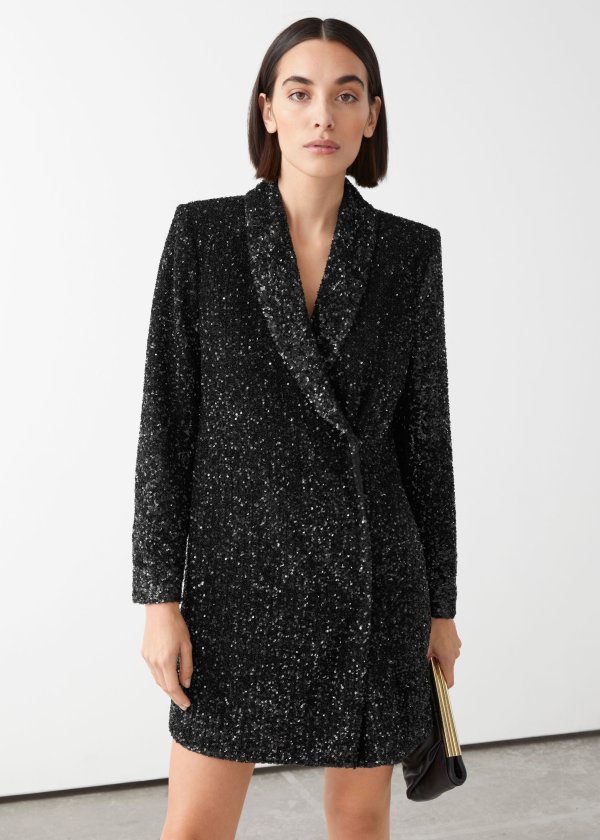 Sequin Double Breasted Blazer Dress