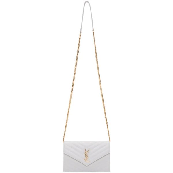 - White Small Monogramme Chain Wallet Bag