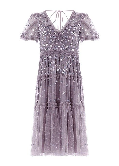 Ruffle Glimmer lilac sequin-embellished tulle dress