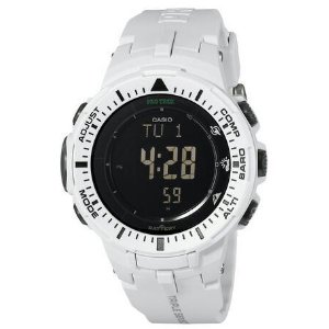 Casio Men's PRG-300-7CR Pro Trek Triple Sensor Tough Solar Digital Display Quartz White Watch