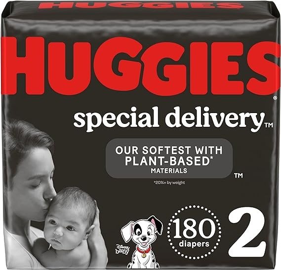 Hypoallergenic Baby Diapers Size 2, 180 Ct, Huggies Special Delivery, Softest Diaper, Safe for Sensitive Skin