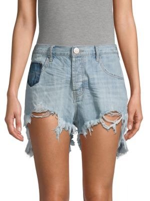 Le Wolves Mid-Rise Ripped Denim Shorts