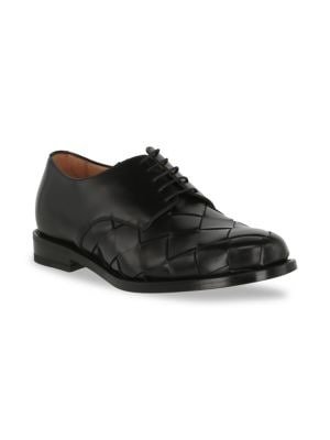 Intreciatto Woven Lambskin Leather Derby Shoes