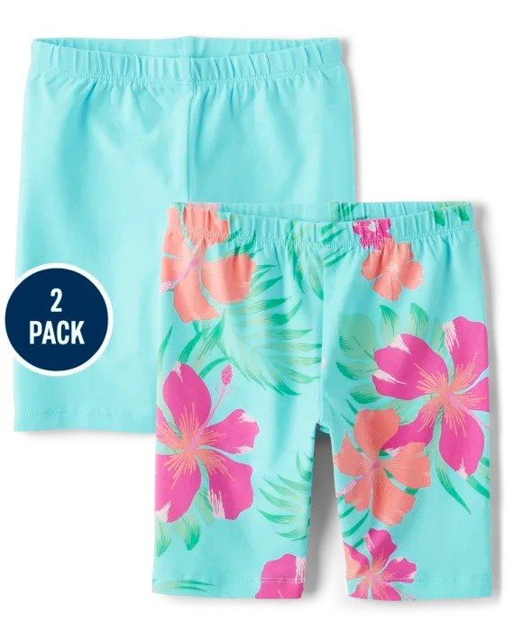 Girls Tropical Bike Shorts 2-Pack - softmarine