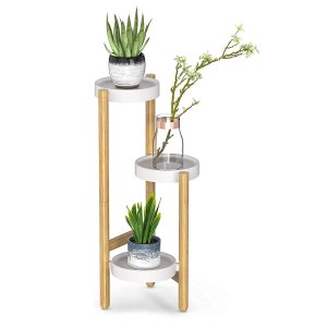 Wisuce Corner Plant Stand Indoor, 3 Tier Tall Bamboo Plant Stand Holder