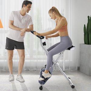 BCAN Folding Exercise Bike-Stationary Bike Foldable with Magnetic Resistance,Pulse Monitor and Comfortable Seat