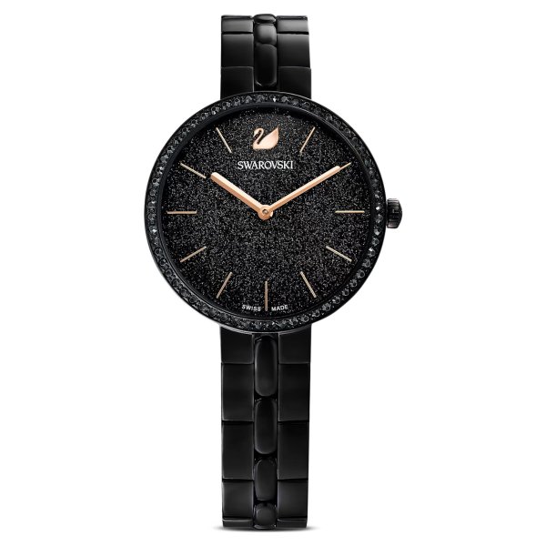 Cosmopolitan watch, Swiss Made, Metal bracelet, Black, Black finish by SWAROVSKI