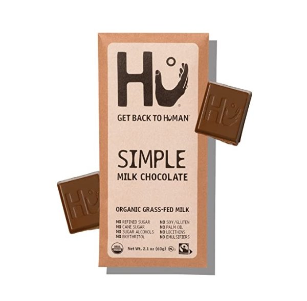 Hu Grass-Fed Milk Chocolate Bars Simple | Natural Ingredient, Organic Milk, Gluten Free, Paleo, Non GMO, Fair Trade Delicious Chocolate | 6 Pack | 2.1oz Each